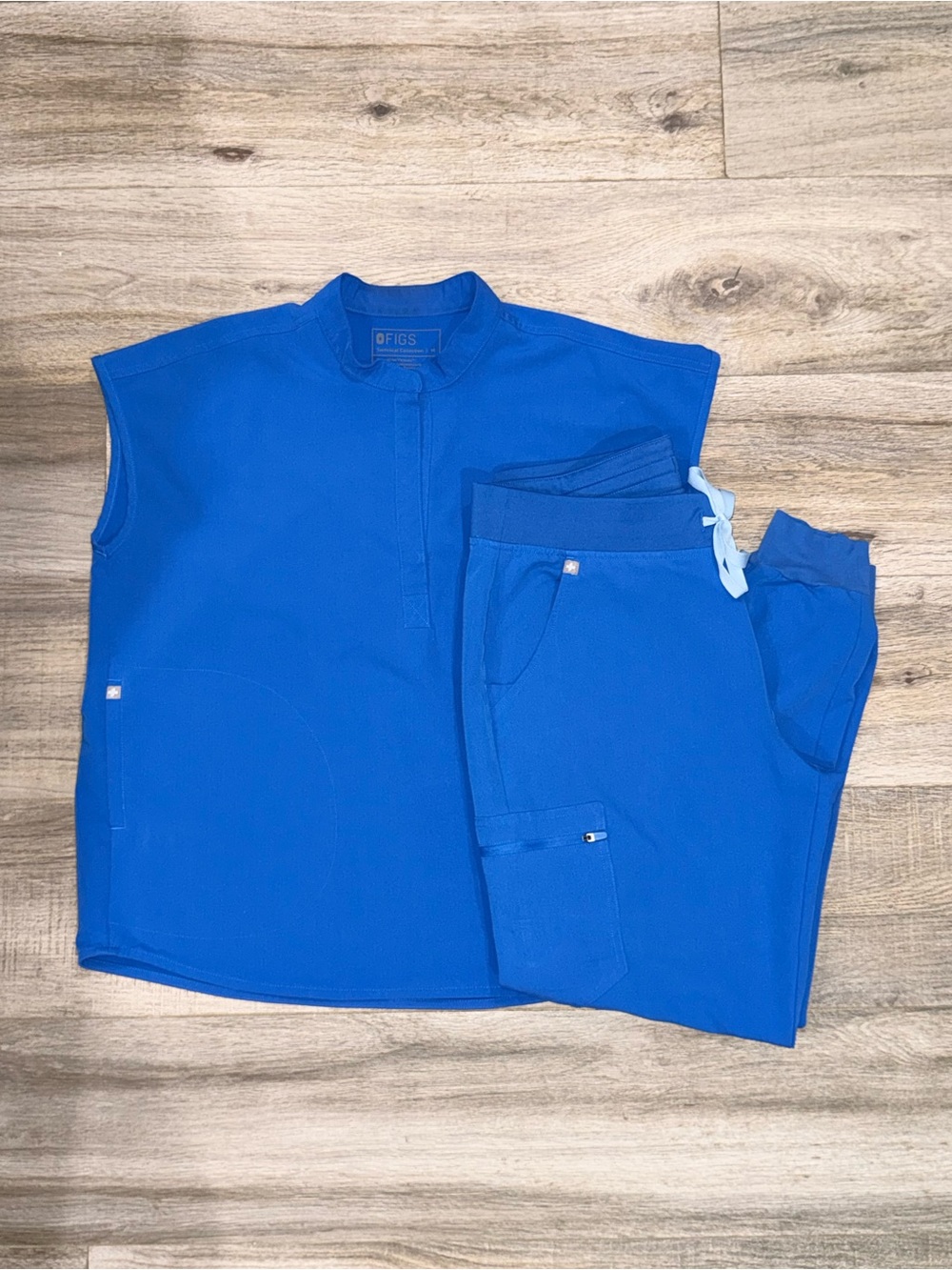 Figs Royal Blue Scrub Top and Jogger Pants